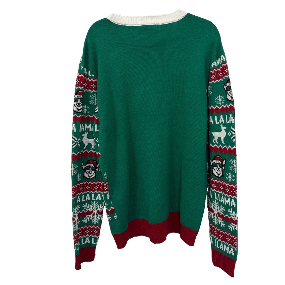 Celebrate Together Ugly Christmas Sweater Fa La La Llama Green Knit XXL - Picture 2 of 9